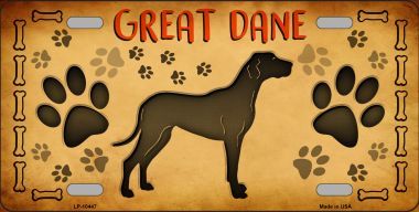 Great Dane Novelty Metal License Plate - 6 x 12 in.