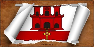 LP-9183 Gibraltar Flag Scroll Novelty Metal License Plate - 6 x 12 in.