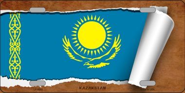 LP-9203 Kasakstan Flag Scroll Novelty Metal License Plate - 6 x 12 in.