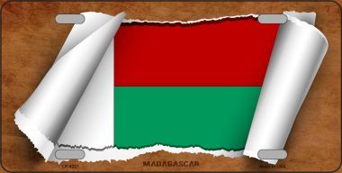 LP-9227 Madagascar Flag Scroll Novelty Metal License Plate - 6 x 12 in.
