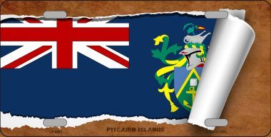 LP-9267 Pitcairn Islands Flag Scroll Novelty Metal License Plate - 6 x 12 in.