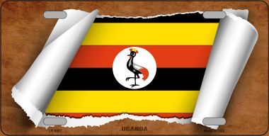 LP-9307 Uganda Flag Scroll Novelty Metal License Plate - 6 x 12 in.
