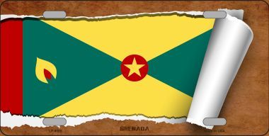 LP-9185 Grenada Flag Scroll Novelty Metal License Plate - 6 x 12 in.