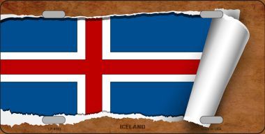 LP-9193 Iceland Flag Scroll Novelty Metal License Plate - 6 x 12 in.
