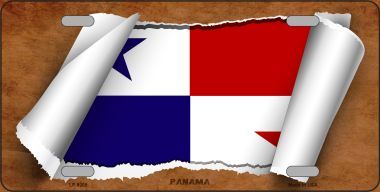LP-9209 Panama Flag Scroll Novelty Metal License Plate - 6 x 12 in.
