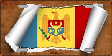 LP-9225 Moldova Flag Scroll Novelty Metal License Plate - 6 x 12 in.