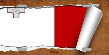 LP-9233 Malta Flag Scroll Novelty Metal License Plate - 6 x 12 in.