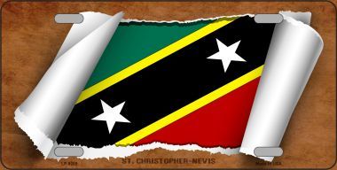 LP-9289 St Christopher-Nevis Flag Scroll Novelty Metal License Plate - 6 x 12 in.