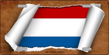 LP-9248 Netherlands Flag Scroll Novelty Metal License Plate - 6 x 12 in.