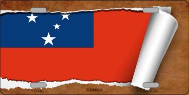 LP-9272 Samoa Flag Scroll Novelty Metal License Plate - 6 x 12 in.