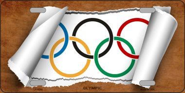 LP-9258 Olympic Flag Scroll Novelty Metal License Plate - 6 x 12 in.