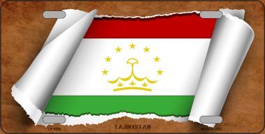 Picture of Smart Blonde LP-9298 Tajikistan Flag Scroll Novelty Metal License Plate - 6 x 12 in.