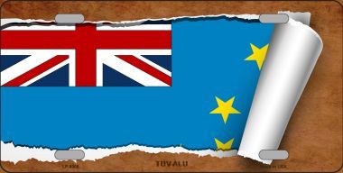 LP-9306 Tuvalu Flag Scroll Novelty Metal License Plate - 6 x 12 in.