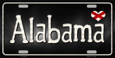 LP-9439 Alabama Flag Script Novelty Metal License Plate - 6 x 12 in.