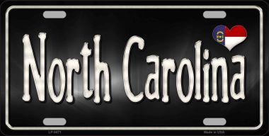 LP-9471 North Carolina Flag Script Novelty Metal License Plate - 6 x 12 in.