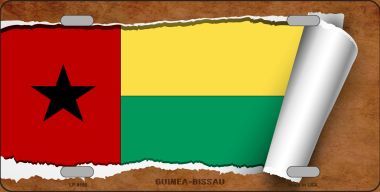 LP-9190 Guinea-Bissau Flag Scroll Novelty Metal License Plate - 6 x 12 in -  Smart Blonde