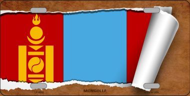 LP-9238 Mongolia Flag Scroll Novelty Metal License Plate - 6 x 12 in.