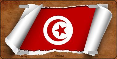 LP-9302 Tunisia Flag Scroll Novelty Metal License Plate - 6 x 12 in.