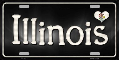 LP-9451 Illinois Flag Script Novelty Metal License Plate - 6 x 12 in.