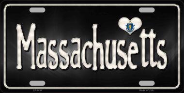 LP-9459 Massachusetts Flag Script Novelty Metal License Plate - 6 x 12 in.