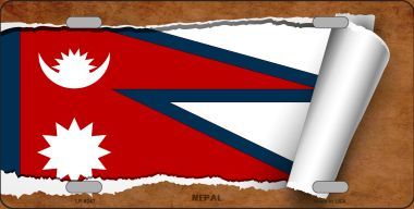 LP-9247 Nepal Flag Scroll Novelty Metal License Plate - 6 x 12 in.
