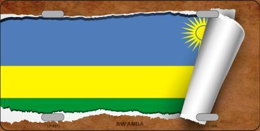 LP-9271 Rwanda Flag Scroll Novelty Metal License Plate - 6 x 12 in.