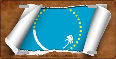 LP-9287 South Pacific Commission Flag Scroll Novelty Metal License Plate - 6 x 12 in.