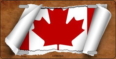 LP-9327 Canada Flag Scroll Novelty Metal License Plate - 6 x 12 in.