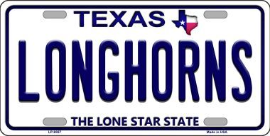 Picture of Smart Blonde LP-9357 Longhorn Texas Background Novelty Metal License Plate - 6 x 12 in.