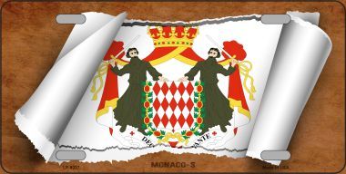 LP-9237 Monaco No. S Flag Scroll Novelty Metal License Plate - 6 x 12 in.