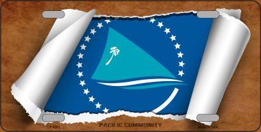 LP-9261 Pacific Community Flag Scroll Novelty Metal License Plate - 6 x 12 in.