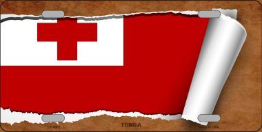 LP-9301 Tonga Flag Scroll Novelty Metal License Plate - 6 x 12 in.