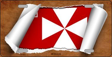 LP-9317 Wallis Flag Scroll Novelty Metal License Plate - 6 x 12 in.