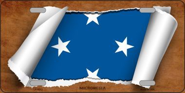 LP-9212 Micronesia Flag Scroll Novelty Metal License Plate - 6 x 12 in.