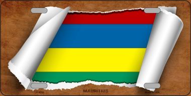LP-9236 Mauritius Flag Scroll Novelty Metal License Plate - 6 x 12 in.