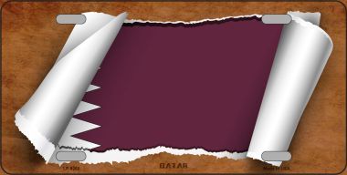 LP-9268 Qatar Flag Scroll Novelty Metal License Plate - 6 x 12 in.