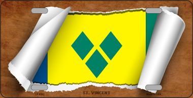 LP-9292 St Vincent Flag Scroll Novelty Metal License Plate - 6 x 12 in.