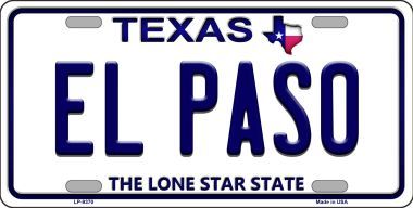 El Paso Texas Background Novelty Metal License Plate - 6 x 12 in.