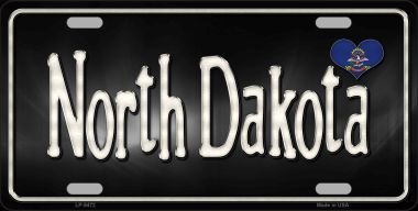 LP-9472 North Dakota Flag Script Novelty Metal License Plate - 6 x 12 in.