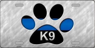 Picture of Smart Blonde LP-9438 Thin Blue Line Paw K-9 Metal Novelty License Plate - 6 x 12 in.