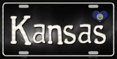 LP-9454 Kansas Flag Script Novelty Metal License Plate - 6 x 12 in.
