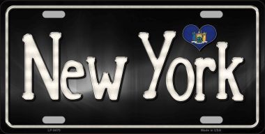 LP-9470 New York Flag Script Novelty Metal License Plate - 6 x 12 in.