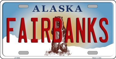 Picture of Smart Blonde LP-9586 Fairbanks Alaska State Background Novelty Metal License Plate - 6 x 12 in.