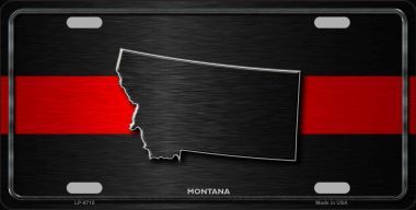 Picture of Smart Blonde LP-9715 Montana Thin Red Line Novelty Metal License Plate - 6 x 12 in.