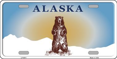 Picture of Smart Blonde LP-9511 Alaska Bear Background Metal Novelty License Plate - 6 x 12 in.