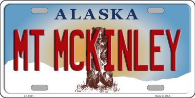 Picture of Smart Blonde LP-9591 Mt McKinley Alaska State Background Novelty Metal License Plate - 6 x 12 in.