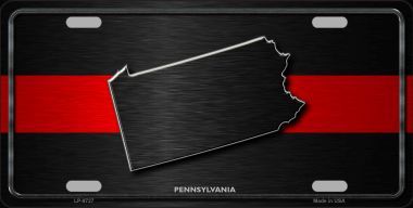 LP-9727 Pennsylvania Thin Red Line Novelty Metal License Plate - 6 x 12 in.