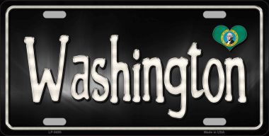 LP-9485 Washington Flag Script Novelty Metal License Plate - 6 x 12 in.