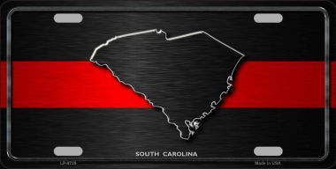 LP-9729 South Carolina Thin Red Line Novelty Metal License Plate - 6 x 12 in -  Smart Blonde
