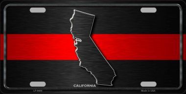 LP-9694 California Thin Red Line Novelty Metal License Plate - 6 x 12 in -  Smart Blonde